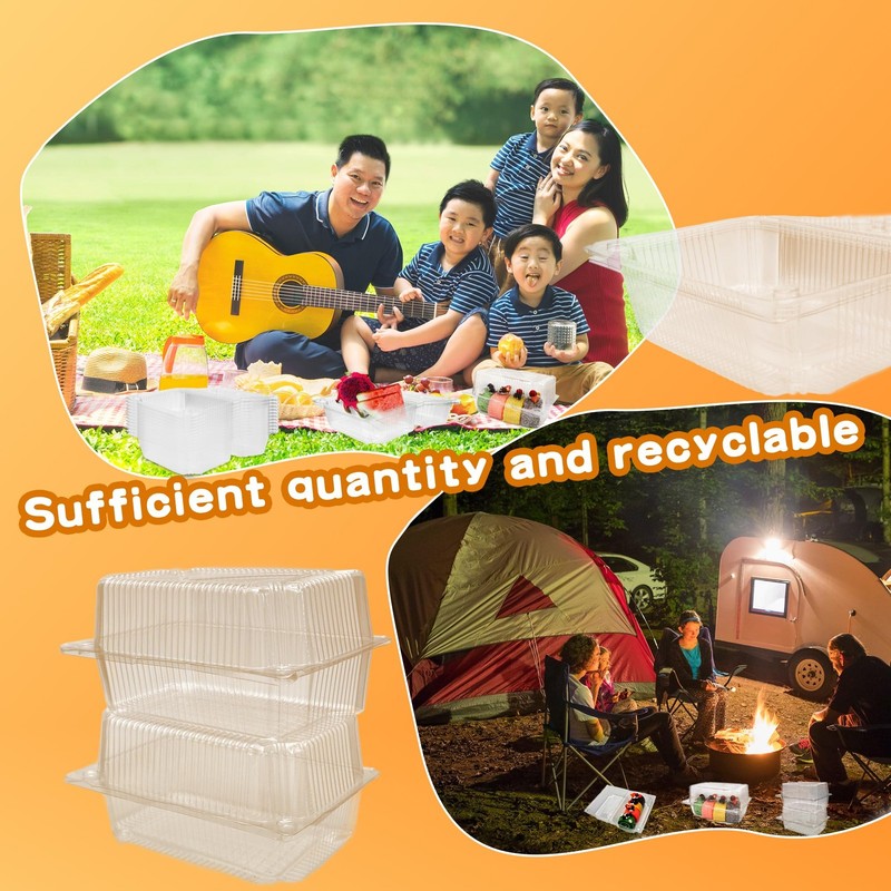 120 Pack 7.28 x 4.92 x 3.82 Inch Clear Plastic Hinged Food Containers Disposa... gallery