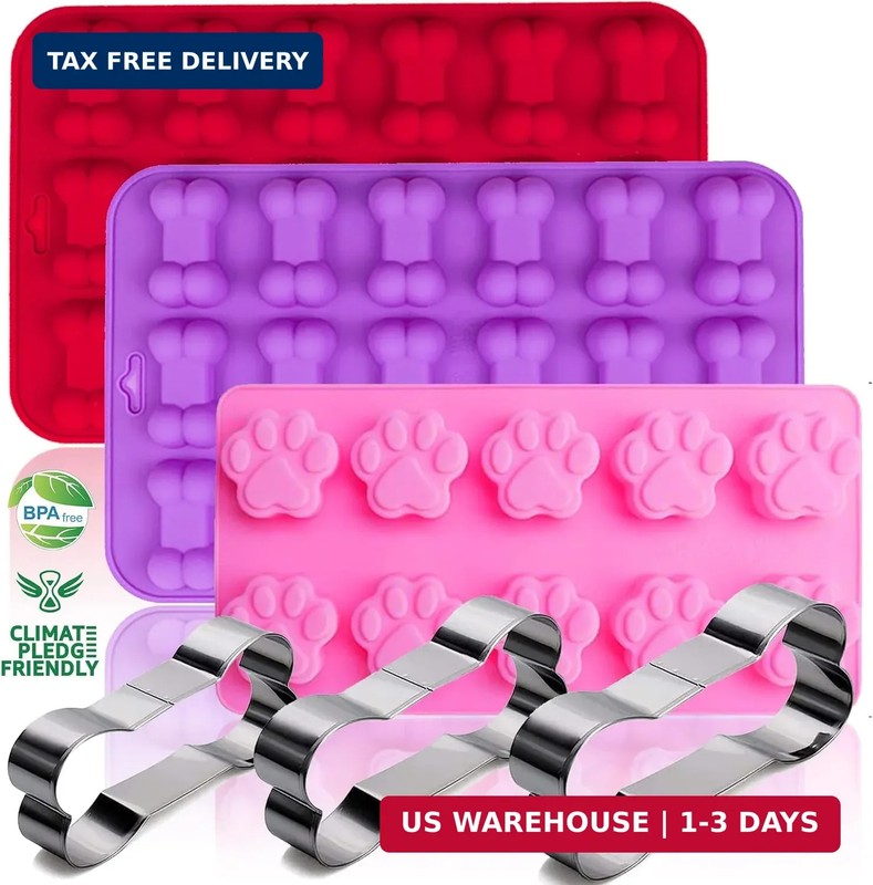 Puppy Dog Paw and Bone Silicone Molds for Baking, Non-Stick, Food Grade Silicone