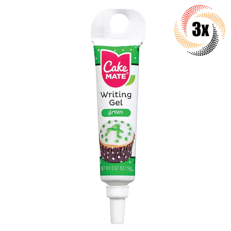 3x Tubes Cake Mate Decorating Writing Gel | Green | .67oz | Precision Tip