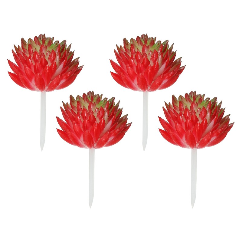 4Pack Mini Artificial Succulents Faux Succulent Picks Fake Succulent Red
