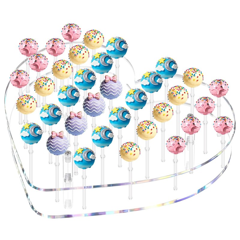Heart Acrylic Lollipop Stand 36 Holes Cake Pop Holder With 300 PCS Set