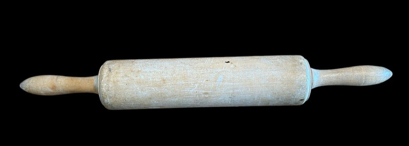 Vintage Mid-Century Wooden Rolling Pin 10” Surface 18” Total