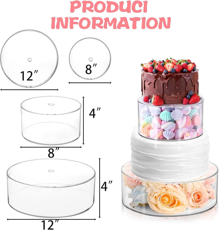 2 Set Clear Acrylic Fillable Cake Stand Cake Tier Display Stand Cupcake Stand gallery