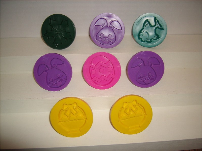 8 Pc. Cookie Cutter Stamp Lot Easter Basket Bunny Egg Fish & Flower WILTON