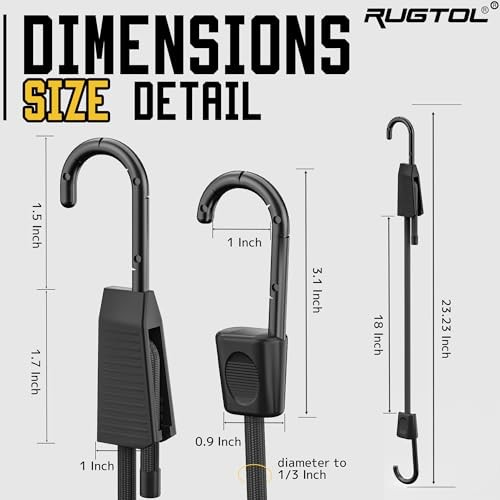 Bungee Cords, 18inch Heavy Duty Outdoor Elastic Bungee 18"- 6 Pack Adjustable gallery