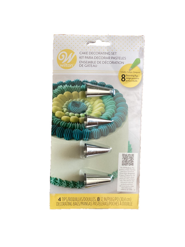 Wilton 4 PC cake decorating tip set with 7 bags NEW 5 12 18 32 stainless steel
