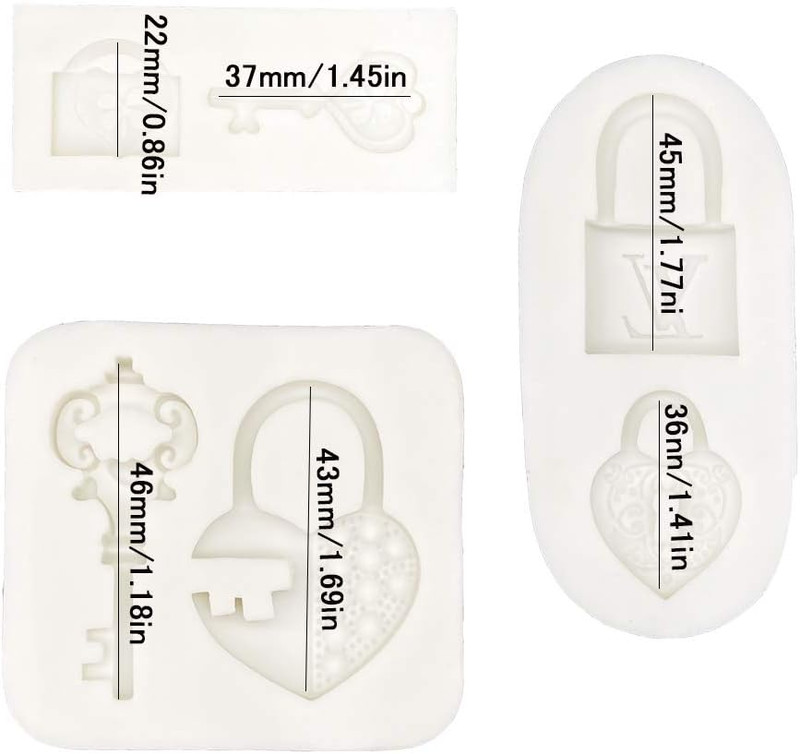 Kuuguu 3 Pack Lock Key Shapes Mold Silicone Fondant Mold Chocolate Molds Candy M gallery