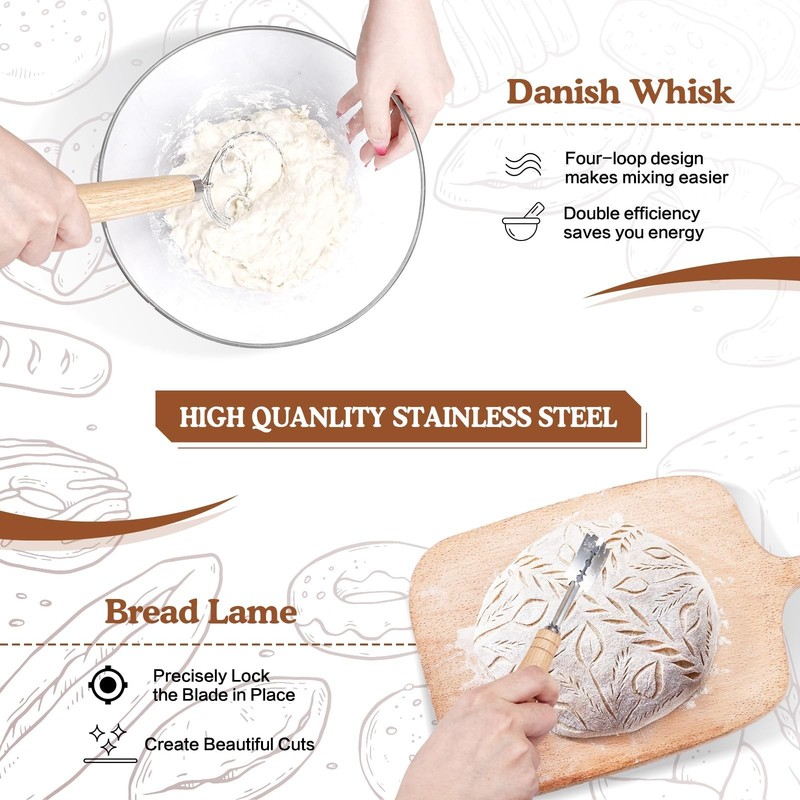 Sourdough Starter Kit, 9'' Round Banneton Proofing Basket, 36oz Sourdough Sta... gallery