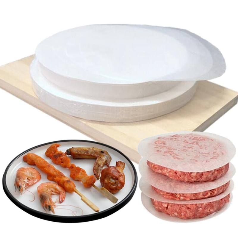 500x 4/5/6inPatty Paper Baking Round Hamburger Wa-x Discs Non Stick BBQ Paper gallery