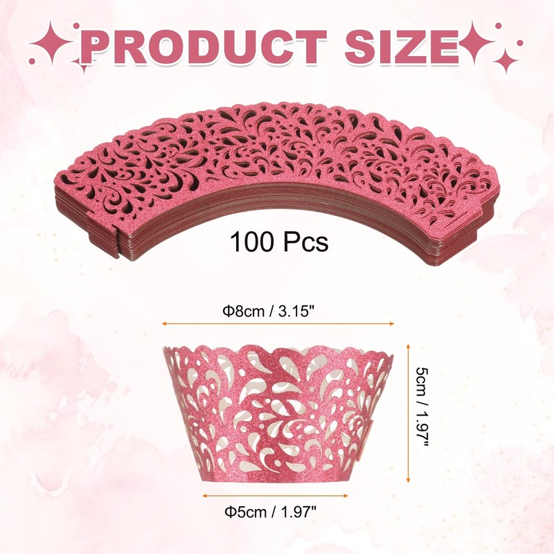 100 Pieces Empty Drop Lace Cupcake Liners, Dark Red gallery