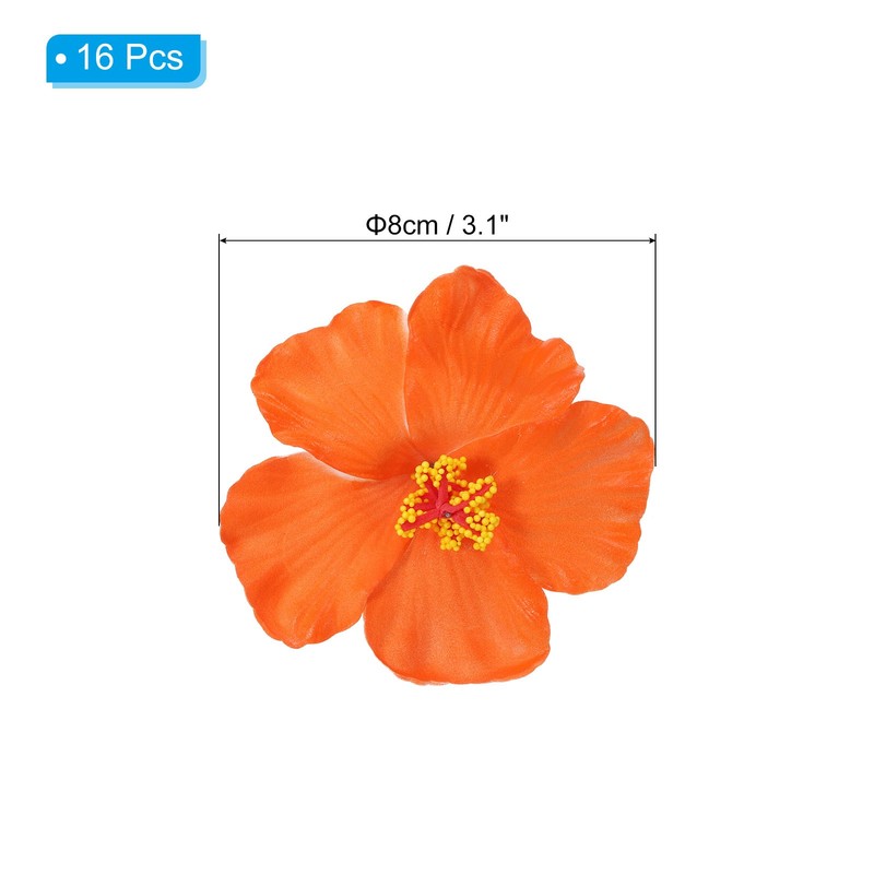 16Pcs Hawaiian Hibiscus Flowers Foam Artificial Flowers Hair Clip Orange gallery