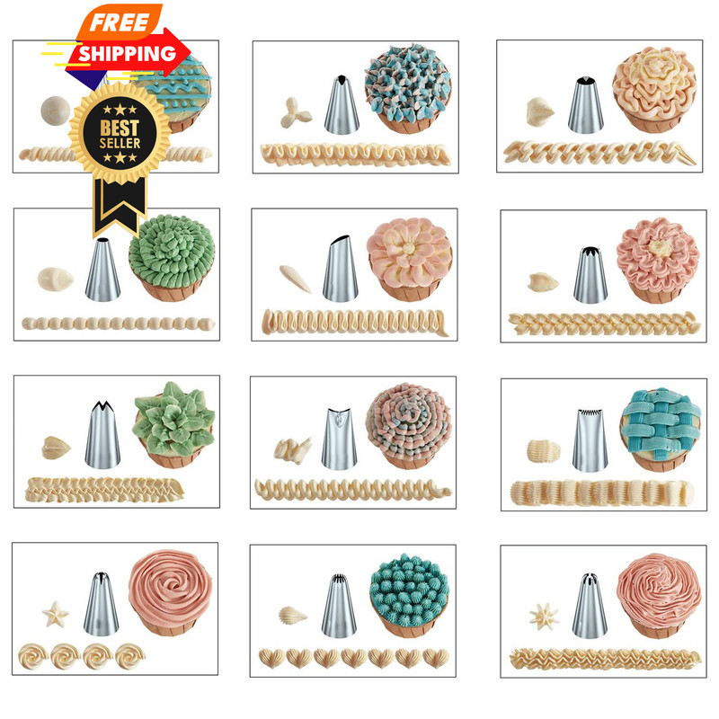 21pcs/set Cake Decorating Tools,Piping Bags and Tips Set;with 12 Inch, Blue gallery