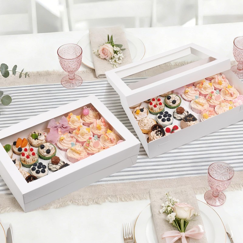 6 PCS Cupcake Boxes Window 24 Cavity Standard White Bakery 17.5x11.5x4 Inch gallery