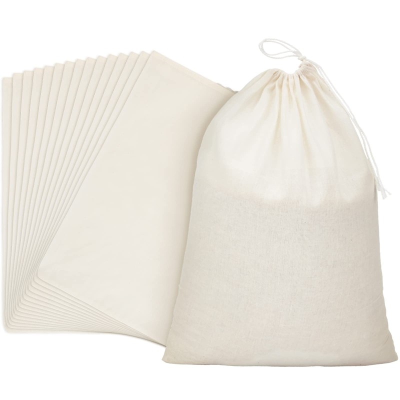 15 Pcs Muslin Bags 8X10 Inches, Cotton Drawstring Bags Fabric Gift Pouches Bulk