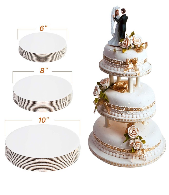 18-Pack White Cardboard Cake Board Rounds, 6, 8, 10 Inch Circle Bases, Cake gallery