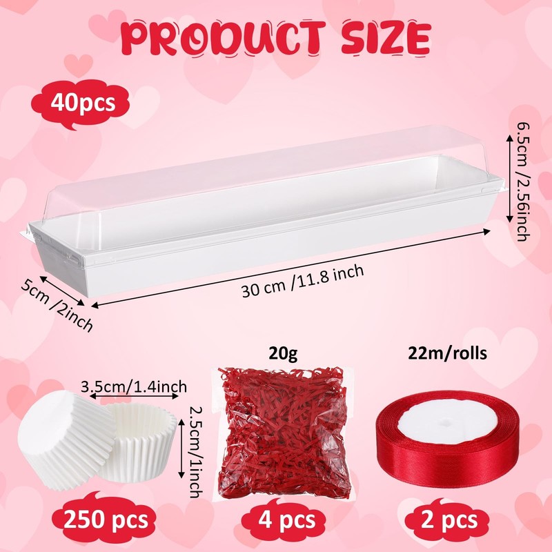 Chocolate Strawberry Boxes with Clear Lids Disposable Macaron Boxes with Food... gallery