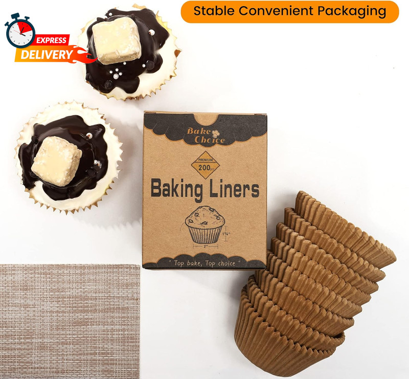 Non-Stick 200Pcs Standard Cupcake Liners for Baking, Natural, Food-Grade Cupcake gallery