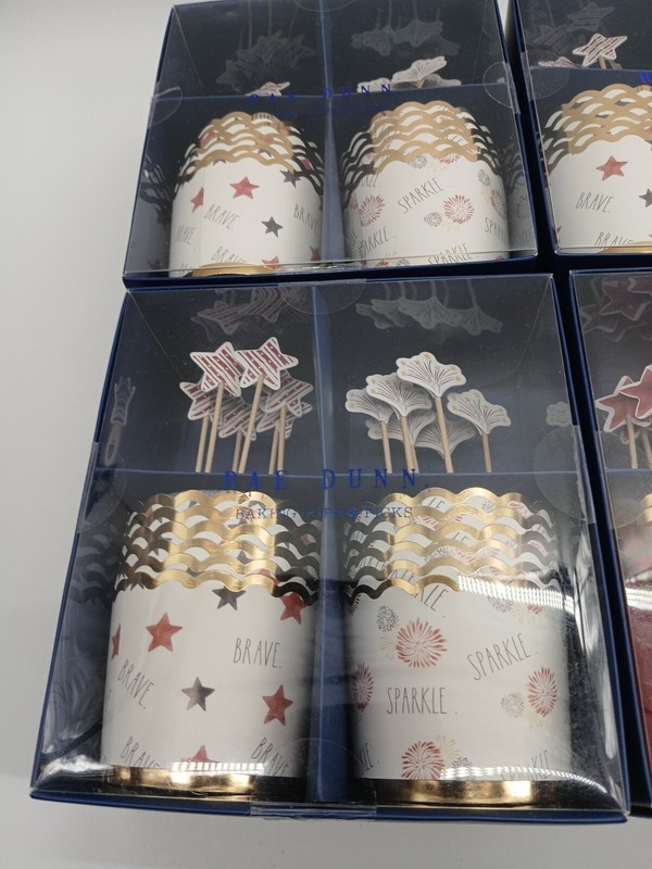 (Lot Of 4) Rae Dunn Baking Cups & Picks Stars Sparkle Fireworks Independence Day gallery