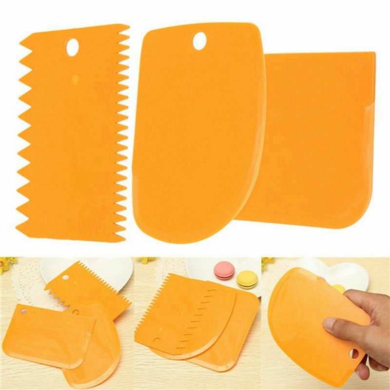 Baking Scraper 3Pcs/set Icing Plastic Dough Cake Fondant Pastry Decoration Tools gallery