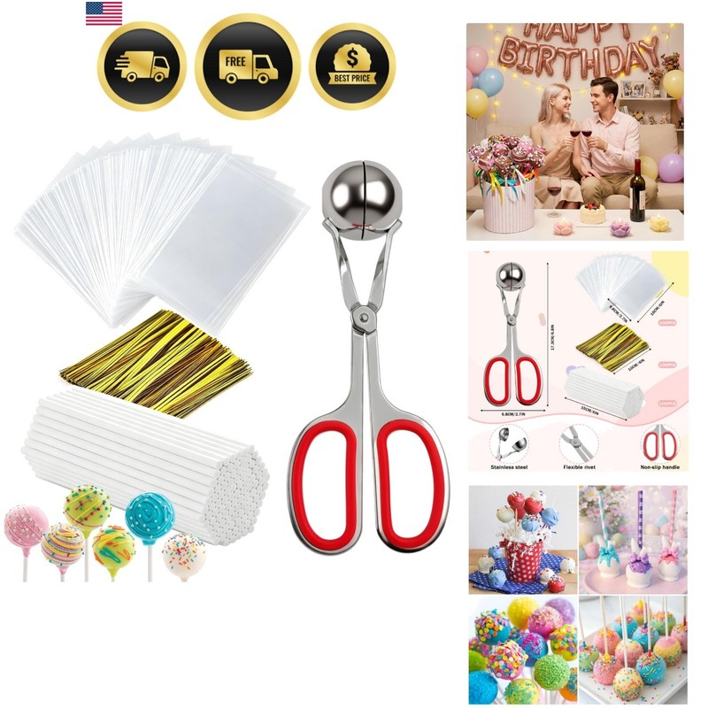 Cake Pop Molds Lollipop Cake Pop Kit Cake Pop Sticks and Wrappers Kit with 10…