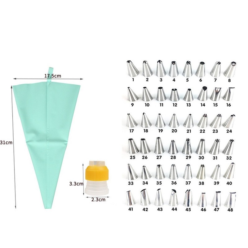 Multi use silicone piping bag set with 24 stainless steel decorating tips gallery