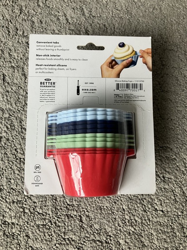 New OXO Good Grips Non Stick Tabbed Silicone Baking Cups, Multicolor Pack of 12 gallery