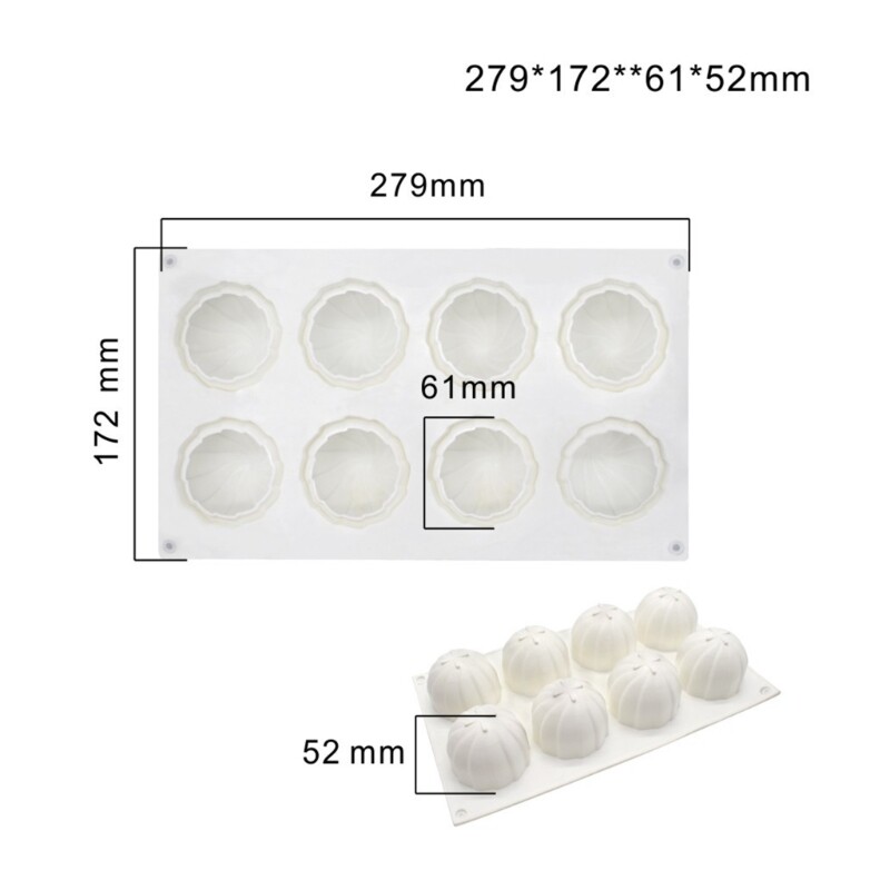 8-Cavity Ball Silicone Mould Mousse Cake Baking Tools Soap Ornaments Mold gallery
