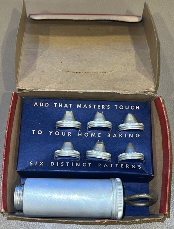 Vintage 50's Lorraine Aluminum Cake Decorator Set With Six Tips In Original Box gallery