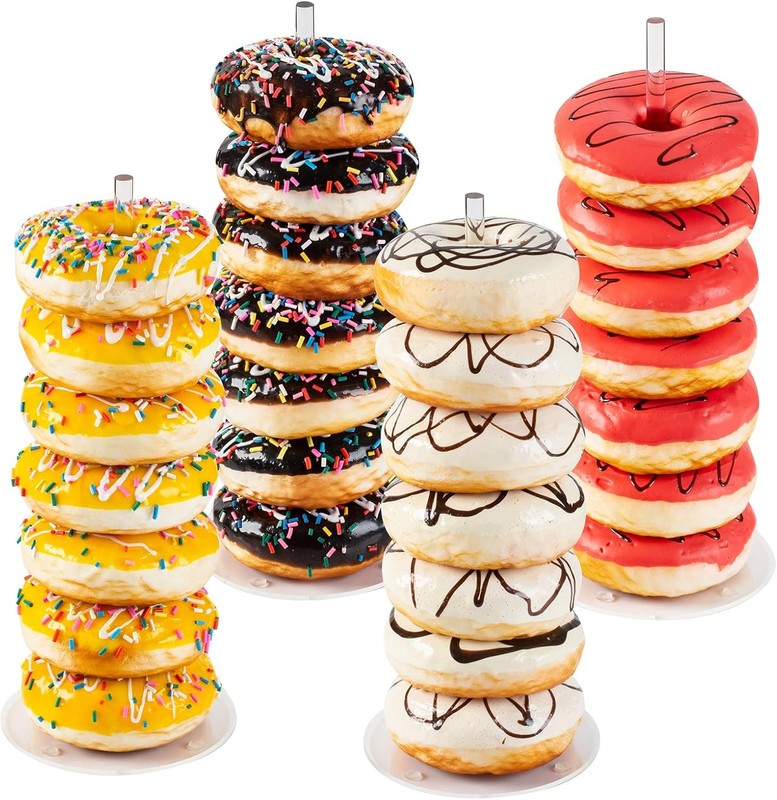4PCS Acrylic Donut Display Stand Tower – Dessert Table Holder for Donuts, Bagels