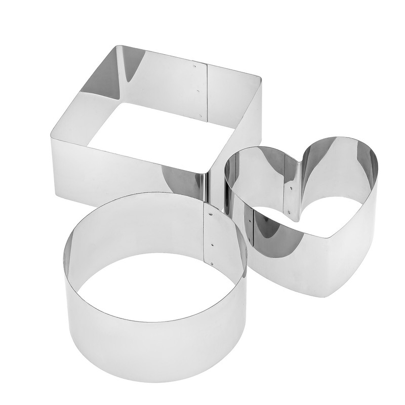 SET OF METAL SALAD MOLDS (CIRCLE, SQUARE, HEART) Ø 9.5 CM 3.7 IN H 4.7 CM 1.9 IN gallery