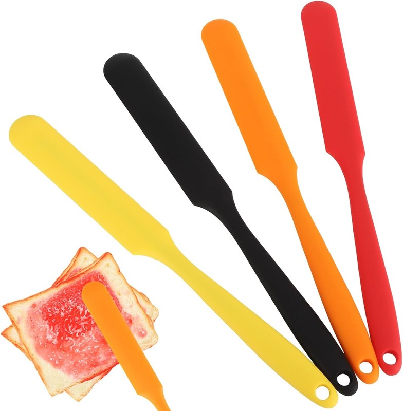 Silicone Jar Spatula Set of 4, Flexible Small Stle Spatula for Kitchen