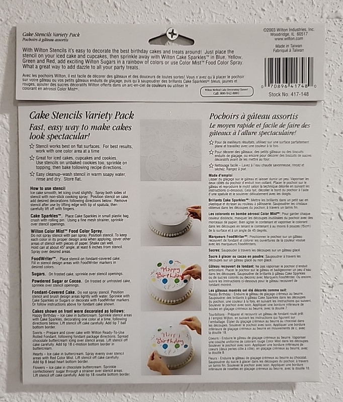 WILTON Cake Stencils Variety Pack of 4 Stock #417-148 NIP gallery
