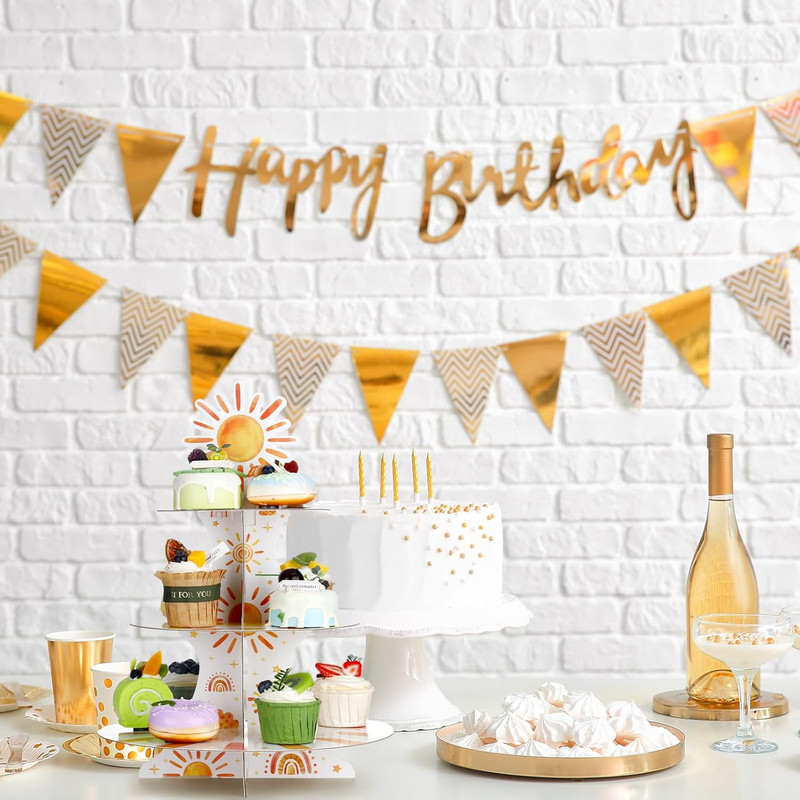 2 Set 3 Tier First Trip around the Sun Cardboard Cupcake Stand for 24 Sunshine C gallery