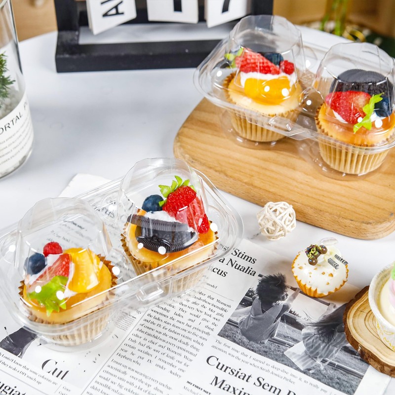 2 Count Cupcake Containers 25 Pack Cupcake Holder with Connected Airtight Lid... gallery
