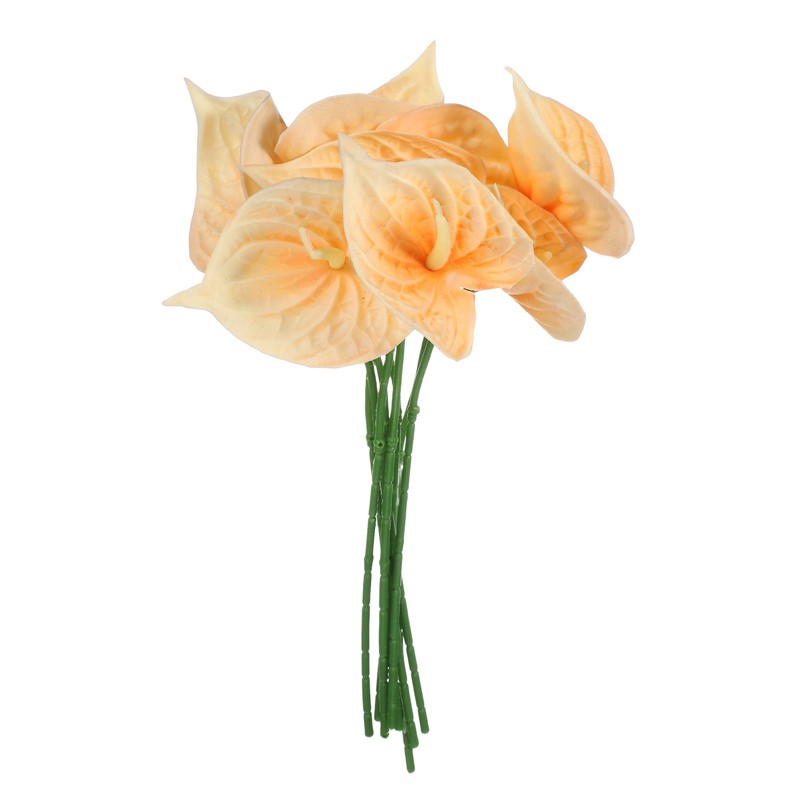 8Pcs 11inch Artificial Anthurium Flowers, Light Orange
