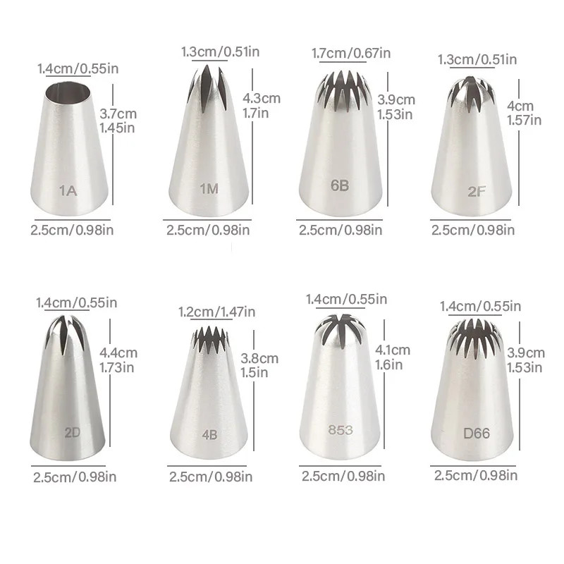 8Pcs Stainless Steel Piping Nozzles Set Icing Tips Cake Decorating Tool gallery