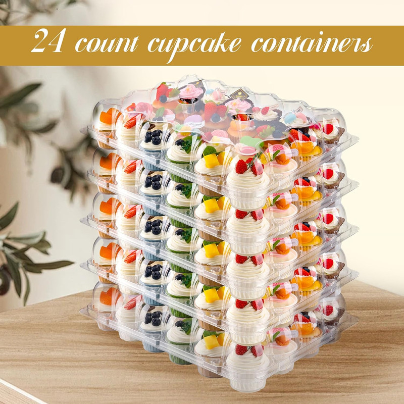 NPLUX 24 Count Cupcake Containers 10 Pack Cupcake Holders with Detachable Tall D gallery
