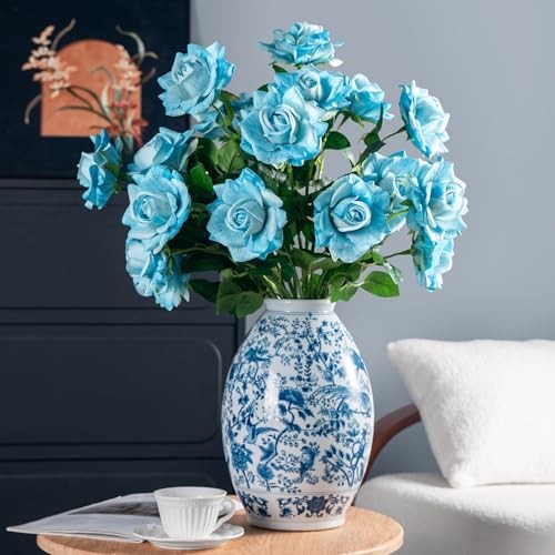 Artificial Flowers 23.2In Artificial Roses 20PCS Fake Roses Long Stem Blue gallery