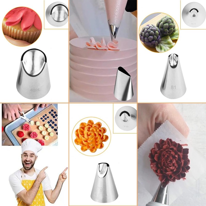 9 PCS Rose Flower Piping Tips Set Stainless Steel Chrysanthemum Icing Nozzle gallery
