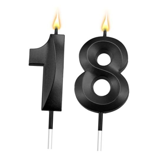 th Birthday Candles Candles forth Birthday Decorations for Boys Happy 18 Black