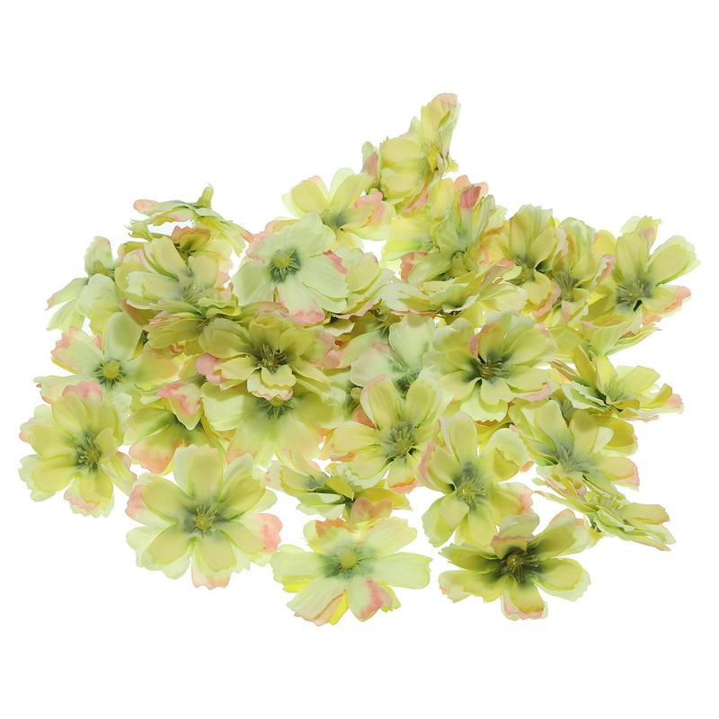 30Pcs 1.77″ Artificial Silk Plum Blossom Flower Heads Fake Flowers Green