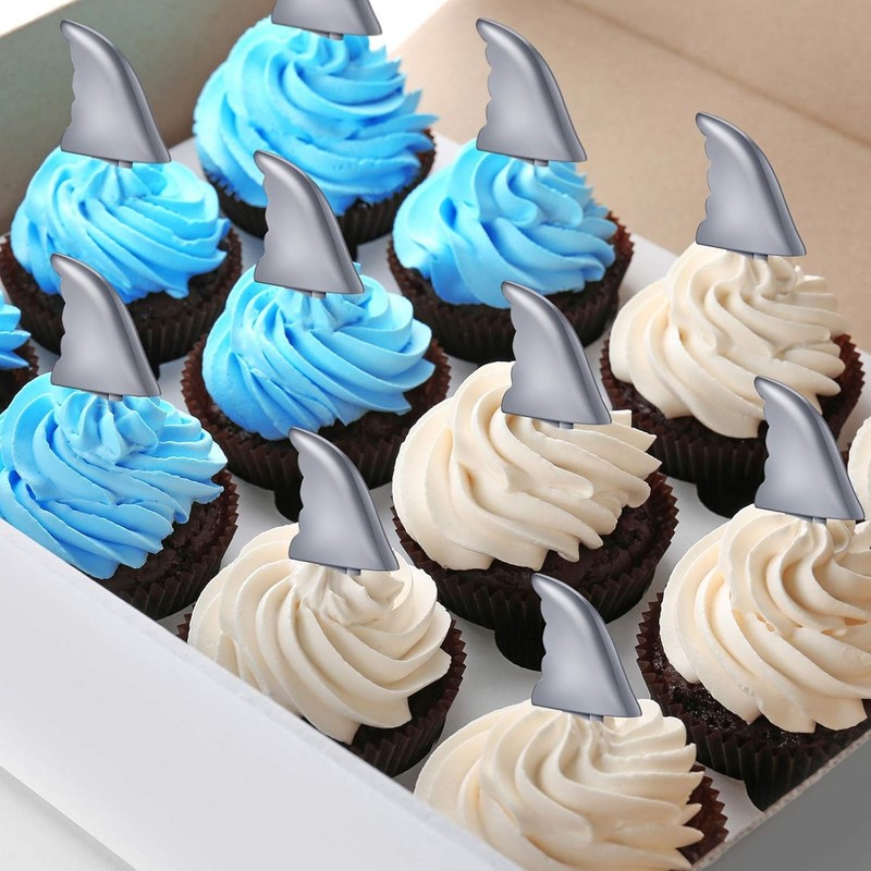36 Pcs Shark Fin Cupcake Toppers Shark Fin Cake Toppers Picks for Ocean Animals gallery