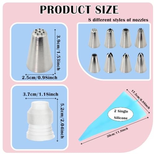 12pcs Large Piping Tips Set, Seamless Stainless Steel Frosting Icing Tips, gallery