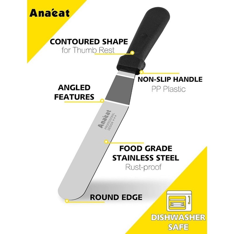 Professional Angled Offset Cake Spatula 6" Stainless Steel Blade Frosting Knife gallery