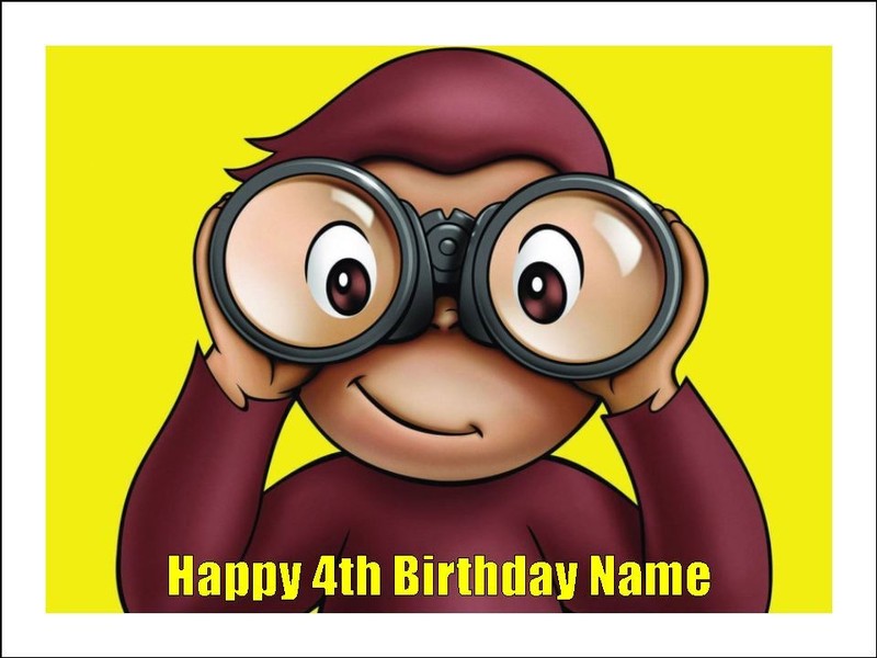 Curious George Edible Cake Toppers Icing Birthday Cake Decorations (4 Sizes)