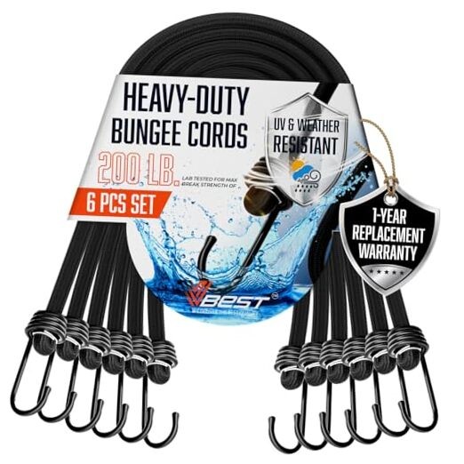 Bungee Cords with Hooks - Heavy 2x48", 2x60", 2x72" - 6 Piece Set