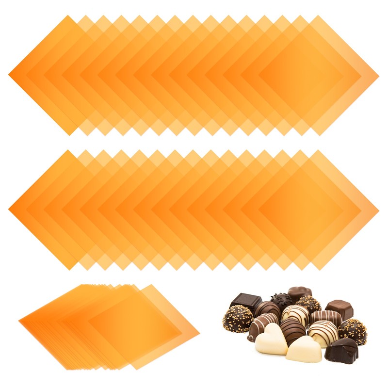 100Pcs Candy Wrappers 5 x 5 Inch Chocolate Wrap Paper for Lollipop Orange