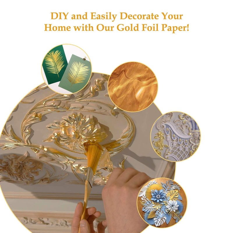 50 Sheets Gold Leaf Sheets, Premium Gold Flakes for Decorating Cakes 50PCS gallery