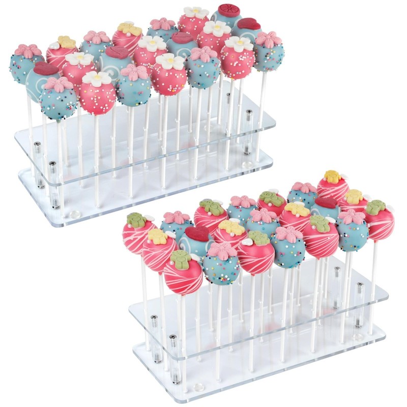 2-Pack Clear Acrylic Cake Pop Stand, 21 Holes Lollipop Holder for Parties & Even gallery