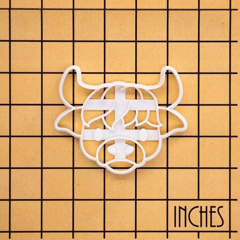 Highland Cow Face Cookie Cutter - cute farm animal long-haired Scottish cattle gallery